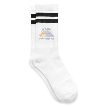 Pastel Cats Cuddly Cloud - Striped tennis socks - white/black - Right