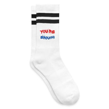 Expressive graffiti designs with splashes of paint - Striped tennis socks - white/black - Right