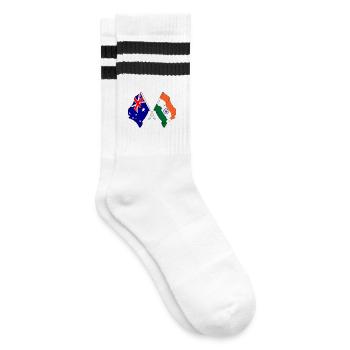 Flagge von Australien und Flagge Indien - Gestreifte Tennissocken - Weiß/Schwarz - Rechts