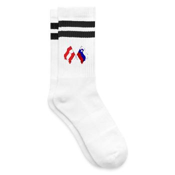 Flagge von Österreich und Flagge Slowenien - Gestreifte Tennissocken - Weiß/Schwarz - Rechts