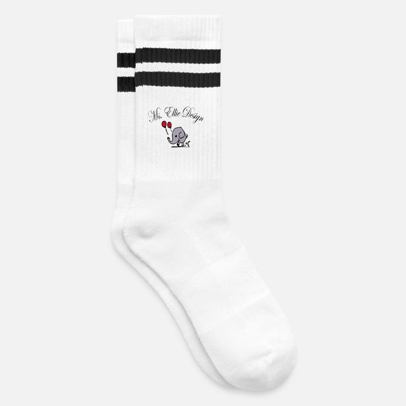 Elefantendame mit Luftballons - Gestreifte Tennissocken - Weiß/Schwarz