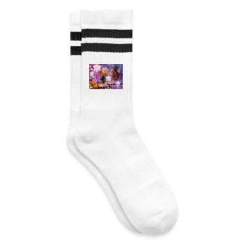 Christmas Market Impression, Merry Christmas - Striped tennis socks - white/black - Right