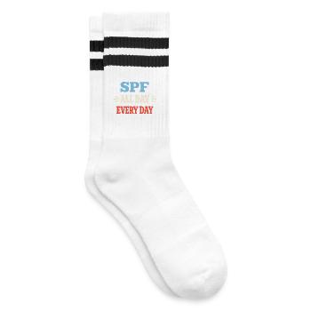 Spf Kultur Identität Hautpflege Humor - Gestreifte Tennissocken - Weiß/Schwarz - Rechts
