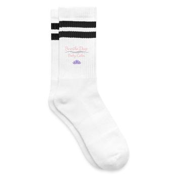 Vorgeburtliches Yoga Werdende Mutter - Gestreifte Tennissocken - Weiß/Schwarz - Rechts