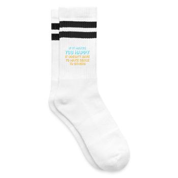 If Makes You Happy Sense Others Spruch Glück Frei - Gestreifte Tennissocken - Weiß/Schwarz - Rechts