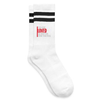 You Are Loved No Matter How You Feel Compassion - Striped tennis socks - white/black - Right