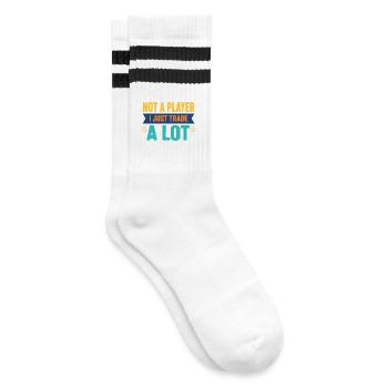 Not A Player I Just Trade A Lot Trading Card - Striped tennis socks - white/black - Right