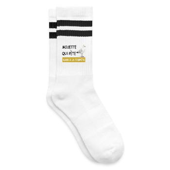 Gare à la tempête – mouette sur quai jaune - Chaussettes de tennis - blanc/noir - Droite