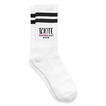 Tante 2027 loading Herzchen Ladebalken - Gestreifte Tennissocken - Weiß/Schwarz - Rechts