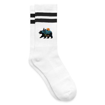 Night camping: mountain and fire - Striped tennis socks - white/black - Right