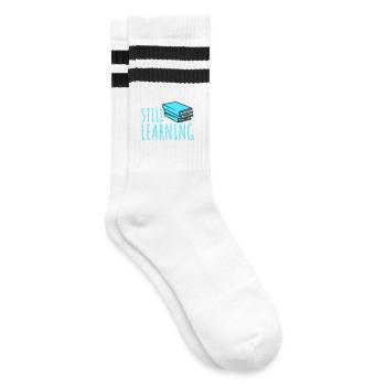 Still Learning Wachstum Schüler Motivation Spruch  - Gestreifte Tennissocken - Weiß/Schwarz - Rechts