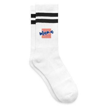 Mama ...mag man eben. - Gestreifte Tennissocken - Weiß/Schwarz - Rechts