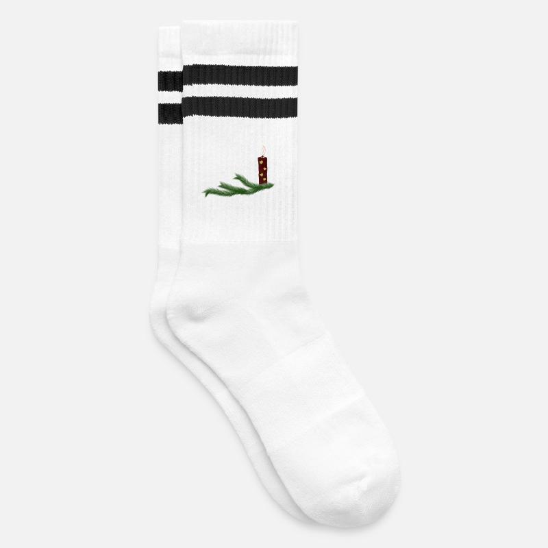 Bougie de Noël festive aux branches de sapin - Chaussettes de tennis - blanc/noir