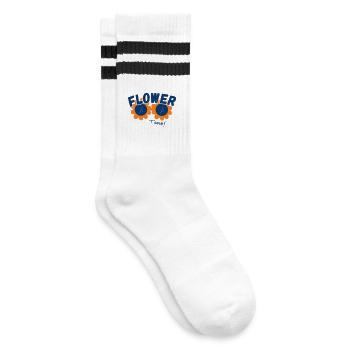 Lass die Blumen sprechen - Gestreifte Tennissocken - Weiß/Schwarz - Rechts