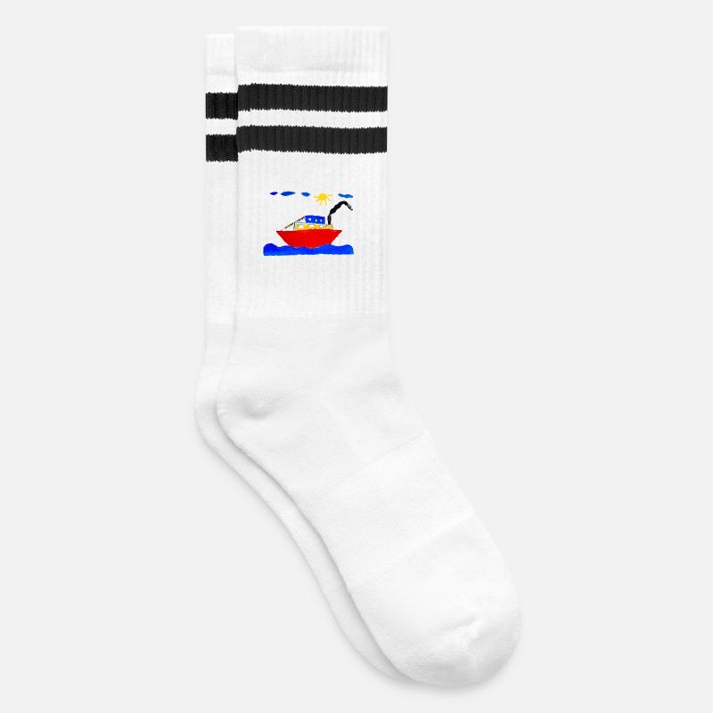Feriendampfer - Gestreifte Tennissocken - Weiß/Schwarz
