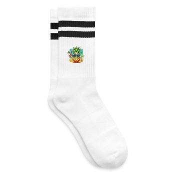 Soleil ananas motif de plage - Chaussettes de tennis - blanc/noir - Droite