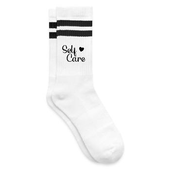 self care self-love self-care unique - Striped tennis socks - white/black - Right