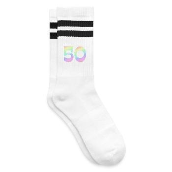 50, pastel dégradé, motif numérique - Chaussettes de tennis - blanc/noir - Droite