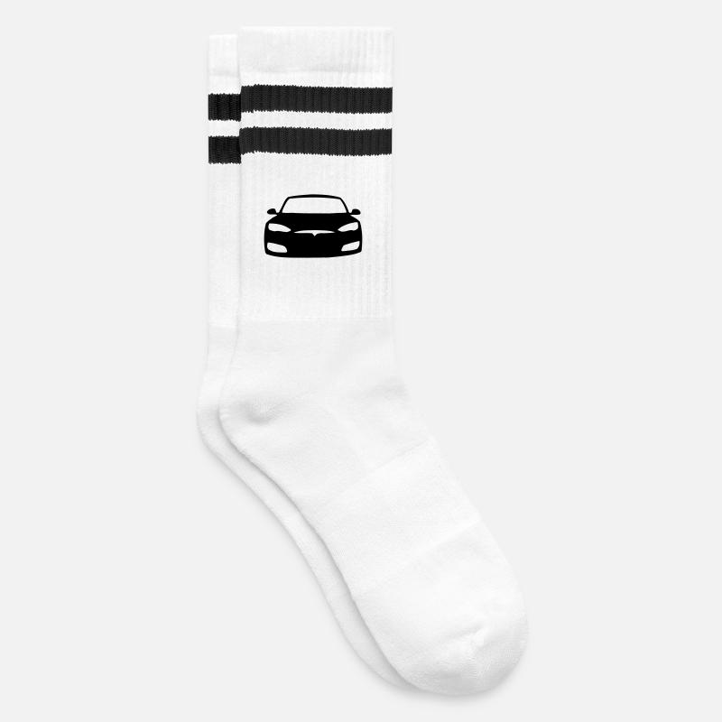 Model S Symbol - Gestreifte Tennissocken - Weiß/Schwarz