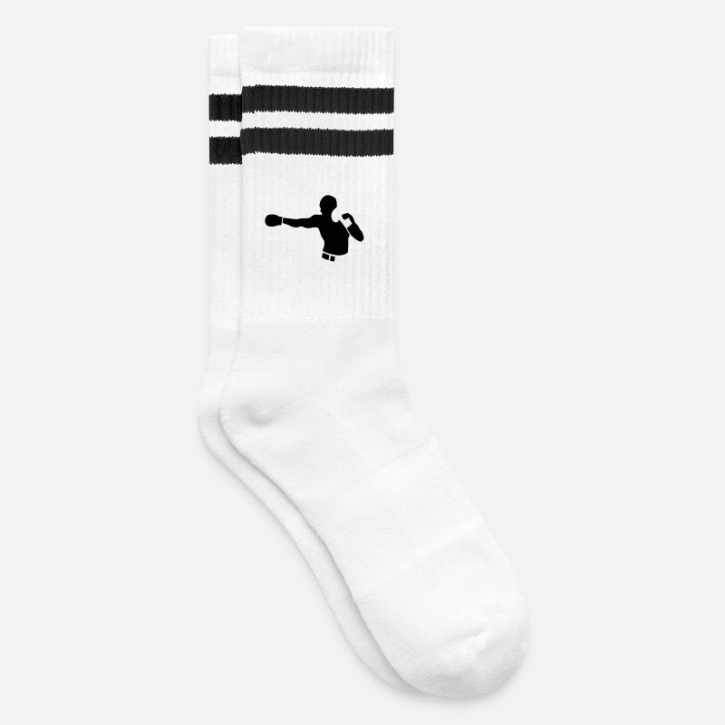 Boxen - Gestreifte Tennissocken - Weiß/Schwarz