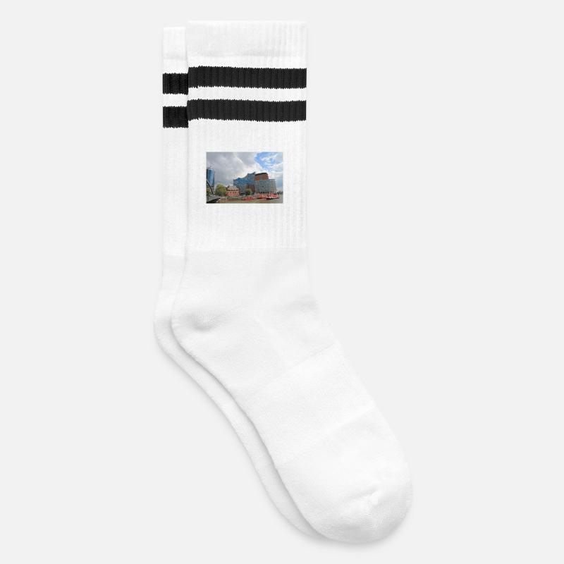 Hamburger Konzerthaus - Gestreifte Tennissocken - Weiß/Schwarz