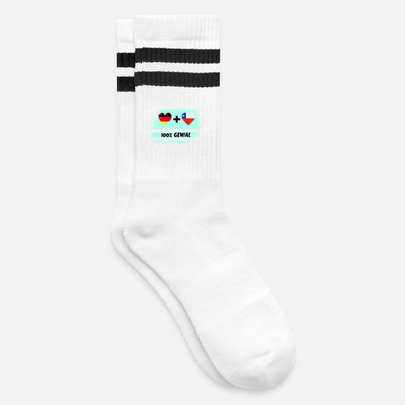 Germany and Chile 100% Ingenious / Gift - Striped tennis socks - white/black