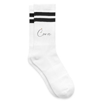 Prinzessin Cora Crown Hemd – Name mit Buchstabe C - Gestreifte Tennissocken - Weiß/Schwarz - Rechts