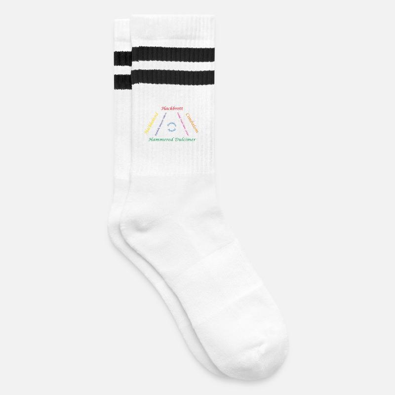 Hackbrett Familie bunt - Gestreifte Tennissocken - Weiß/Schwarz