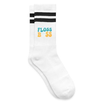 Floss Dental Assistant Dentist - Striped tennis socks - white/black - Right