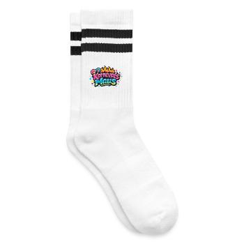 Karnevalsmaus Jeck - Kölle Alaaf Motiv - Gestreifte Tennissocken - Weiß/Schwarz - Rechts