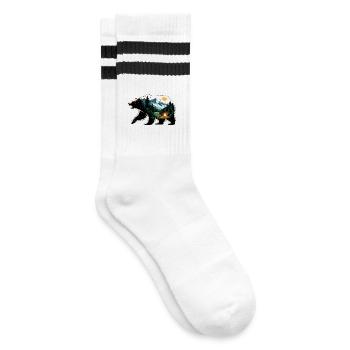 Bären-Abenteuer: Bergcamping - Gestreifte Tennissocken - Weiß/Schwarz - Rechts