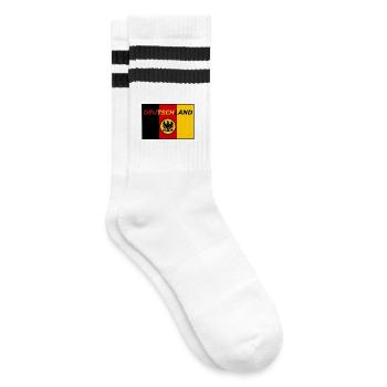 Deutschland Flagge mit Adler - Gestreifte Tennissocken - Weiß/Schwarz - Rechts