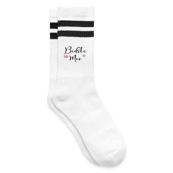 Dänemarks Beste Mama - Gestreifte Tennissocken - Weiß/Schwarz - Rechts