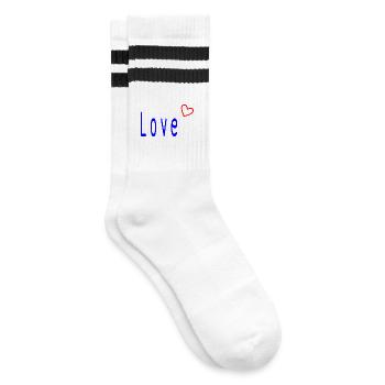 VALENTINSTAG. Junggesellinnenabschied. ICH LIEBE DICH. ICH LIEBE DICH. LIEBE - Gestreifte Tennissocken - Weiß/Schwarz - Rechts