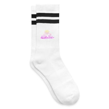 Ostern Ostereier im Gras - Gestreifte Tennissocken - Weiß/Schwarz - Rechts