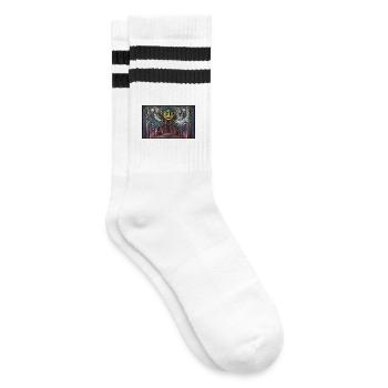 Throne of Chaos - Cartoon Royalty - Striped tennis socks - white/black - Right