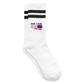 MIR EGAL - ich lass das jetzt so! - Statement - Gestreifte Tennissocken - Weiß/Schwarz - Rechts