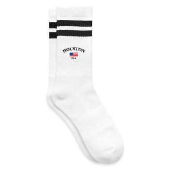 Houston, USA - Gestreifte Tennissocken - Weiß/Schwarz - Rechts