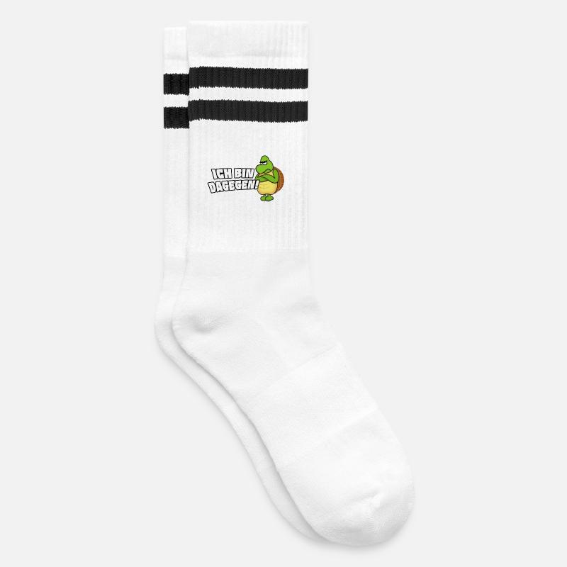 ich bin dagegen - Gestreifte Tennissocken - Weiß/Schwarz