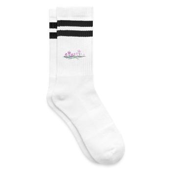 Ostern Ostereier im Gras - Gestreifte Tennissocken - Weiß/Schwarz - Rechts