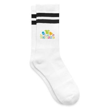 Thrift Shopper Thrifterista Thrift Store - Striped tennis socks - white/black - Right