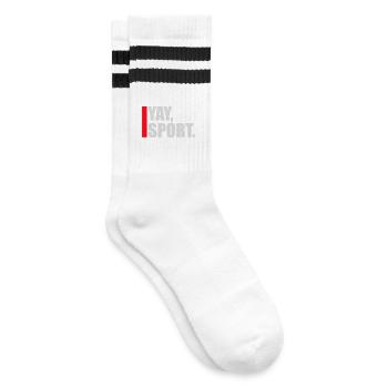 Yay Go Sports Sarkastisch Lustig Anti Sport Humor - Gestreifte Tennissocken - Weiß/Schwarz - Rechts