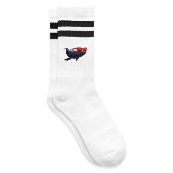Whale with sunglasses - Striped tennis socks - white/black - Right