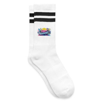 Retro Reloaded Neon Grid - Striped tennis socks - white/black - Right