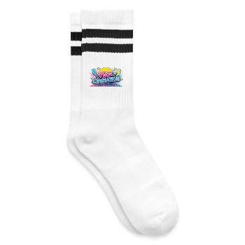 Neon Generation Retro-Vibe - Gestreifte Tennissocken - Weiß/Schwarz - Rechts