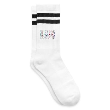 Schulkind bunt Einschulung Erstklässler - Gestreifte Tennissocken - Weiß/Schwarz - Rechts