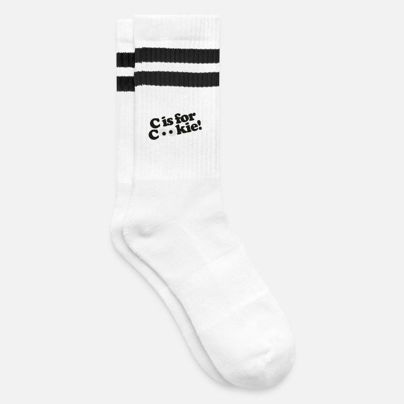 C is for Cookie - Gestreifte Tennissocken - Weiß/Schwarz