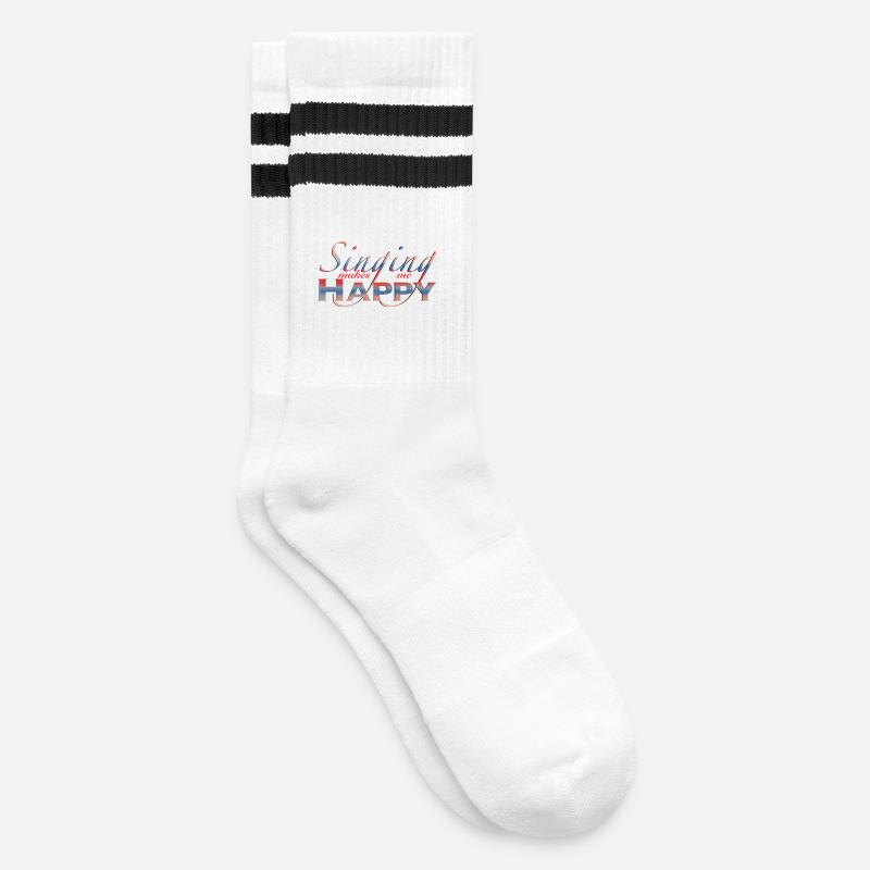 Singen spruch singer - Striped tennis socks - white/black