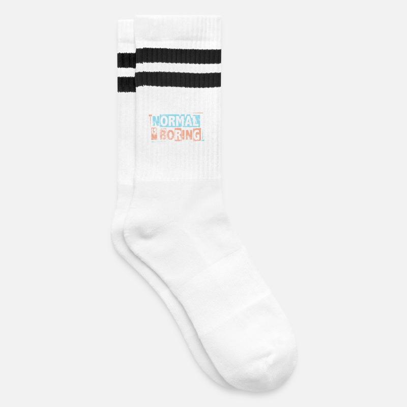 Normal is Boring - Pièces de puzzle de sensibilisation à l’autisme - Chaussettes de tennis - blanc/noir