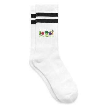 Nur vegane Vibes - Gestreifte Tennissocken - Weiß/Schwarz - Rechts
